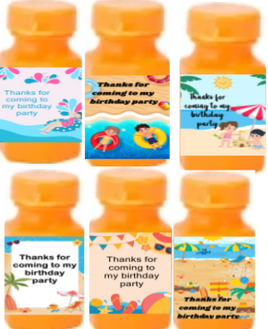 Beach party bubbles unisex personalised birthday favours