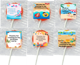 Beach party lollipops unisex personalised birthday favours