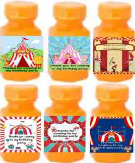 circus party bubbles, unisex personalised favours