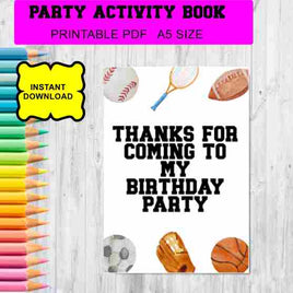 Sports themed digital download activity coloring book
