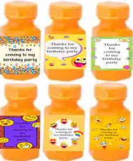 Emoji themed party bubbles unisex personalised birthday favours
