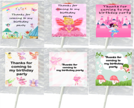 Fairy party lollipops, girls personalised birthday favours