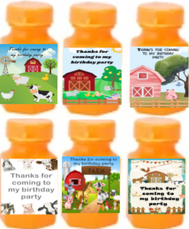 Farm party bubbles unisex personalised birthday favours