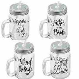 Father of the bride drinking jar