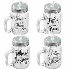Father of the groom drinking jar