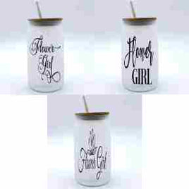 Flower girl glass with lid, multiple colours available