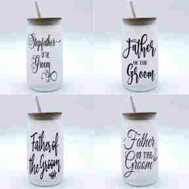 Father of the Groom glass with lid, multiple colours available