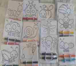Insects colouring card, party favor