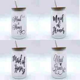Maid of honor glass with lid, multiple colours available