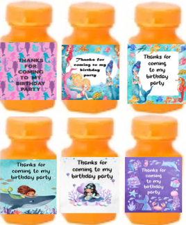 mermaid party bubbles, girls personalised favours