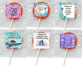 Mermaid party lollipops, girls personalised birthday favours