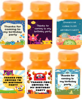Monsters themed party bubbles, Boys personalised birthday favours