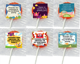 monsters themed party lollipops, Boys personalised birthday favours