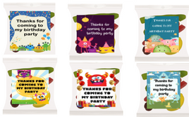 Monsters themed lolly bags, Boys personalised birthday party favours