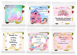 Princess lolly bags, girls personalised birthday favours