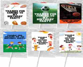 sports themed party lollipops unisex personalised birthday favours