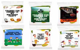Sports themed lolly bags unisex personalised birthday party favours