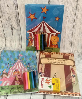 Circus digital download favour pack activity coloring book bubbles lollipop lolly bag