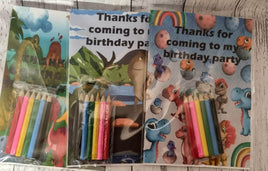 Dinosaur digital download favour pack activity coloring book bubbles lollipop lolly bag