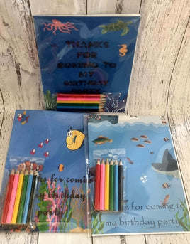 Ocean digital download favour pack activity coloring book buubbles lollipop lolly bag