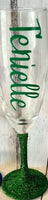 dark green glitter champagne glass personalised gift wedding birthday mothers day christmas brisbane qld australia