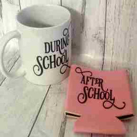 Teacher mug & cooler gift pack -many designs to choose from