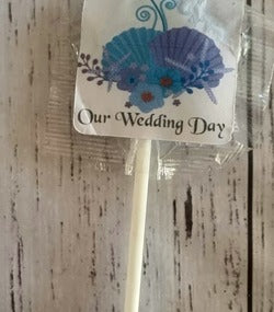 shell and flowers wedding lollipops personalised favours brisbane qld australia
