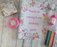 Butterfly party favours, girls birthday activity packs