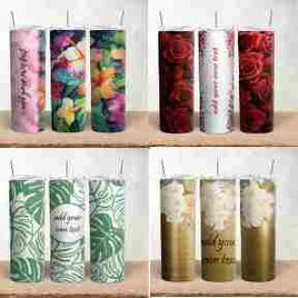 floral, add your text tumbler