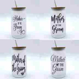 Mother of the Groom glass with lid, multiple colours available