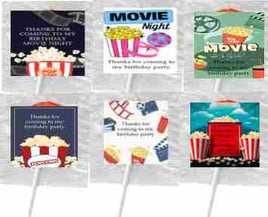 Movie night party lollipops unisex personalised birthday favours