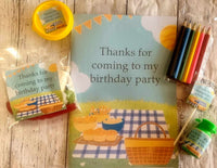 Picnic themed party favour, kids birthday activity book