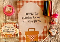 Picnic themed party bubbles unisex personalised birthday favours