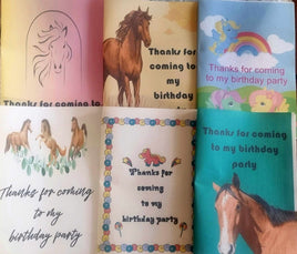 Pony party favour, kids birthday activity book
