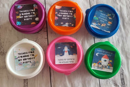 Space themed play dough unisex personalised birthday favours