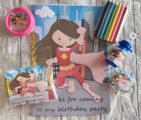 super hero themed party bubbles unisex personalised birthday favours