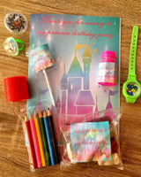 Princess digital download favour pack activity coloring book bubbles lollipop lolly bag