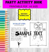 Ballerina digital download favour pack activity coloring book