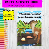 Dinosaur themed digital download activity coloring book