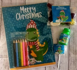 christmas activity book kids party favour pack dinosaur