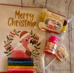 christmas activity book kids party favour pack flamingo