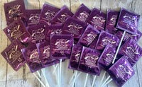 purple favoured novelty condom lollipops hens bucks night birthday party guest favours adult gifts