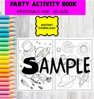 space digital download favour pack activity book bubbles lollipop labels