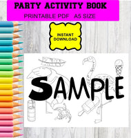 Flamingo digital download favour pack activity coloring book lollipops bubbles lolly bag