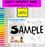 Mermaid digital download activity coloring book bubbles lollipop lolly bags