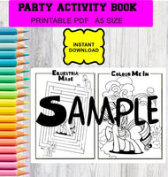 Pony digital download favour pack activity coloring book bubbles lollipops lollybag