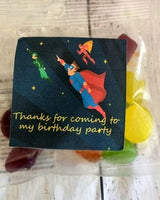 super hero themed lolly bags favours kids birthday custom personalised birthday favours brisbane qld australia