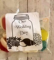bottle with shells wedding lolly bags custom personalised favours brisbane qld australia