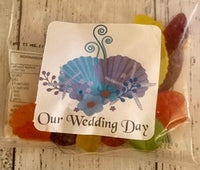 shell with flowers wedding lolly bags custom personalised favours brisbane qld australia
